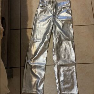 Abercrombie & Fitch Silver Metallic 90’s Relaxed High-Rise Pants